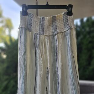 Surf Gypsy Purple Aqua Metallic Stripe Wide Leg Pants Small NWT